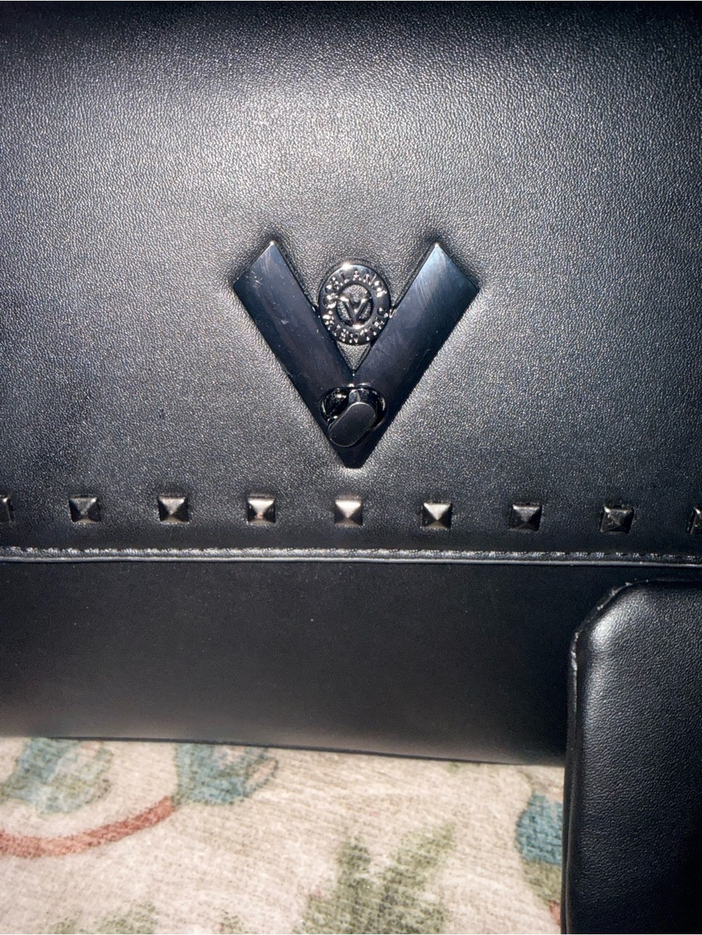Valentino Orlandi Black Stud-Accent Messenger Bag with Zip Pouch - Picture 2 of 8